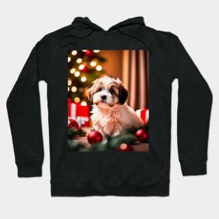 Havanese Puppy Dog with Christmas Gifts Hoodie